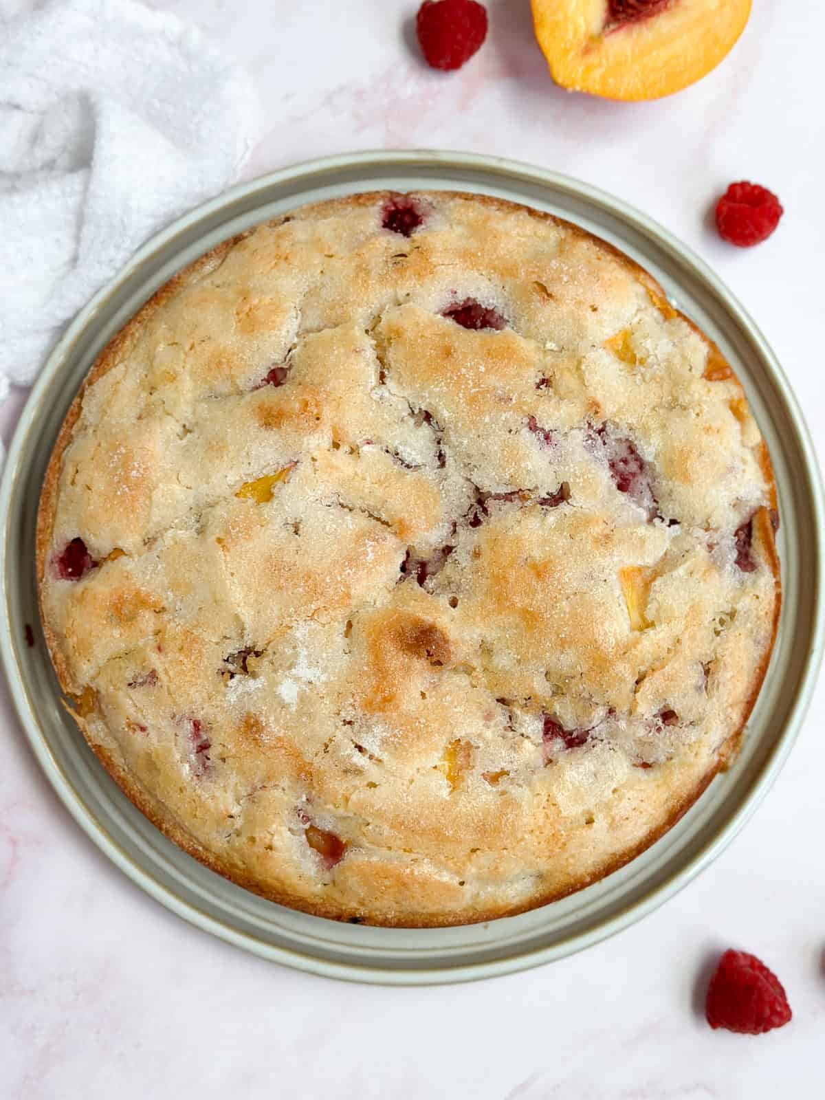 the cake after it's finished baking.