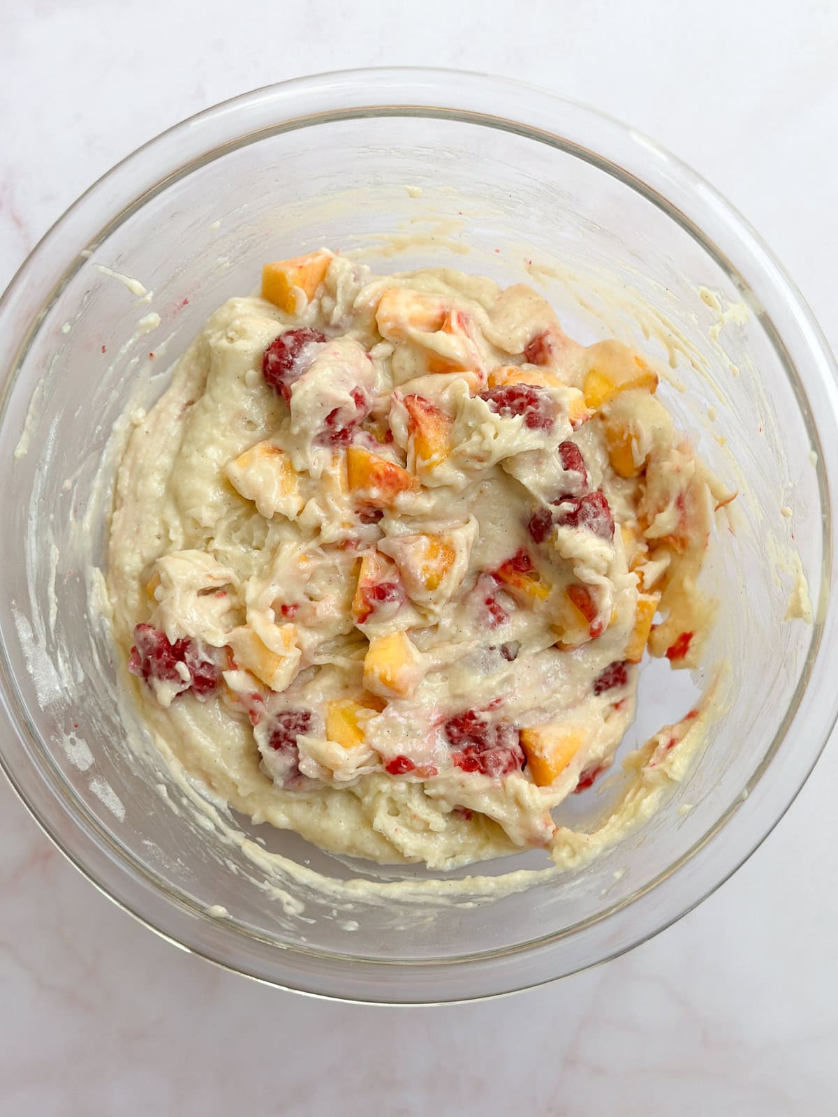 raspberries and peaches added.