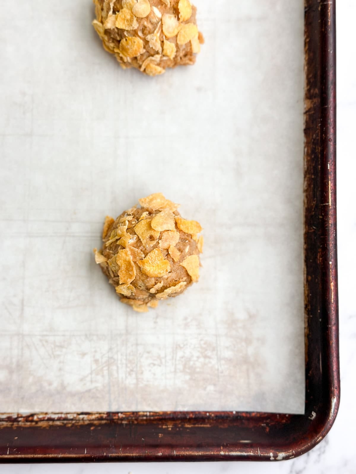 cookie dough ball before baking.