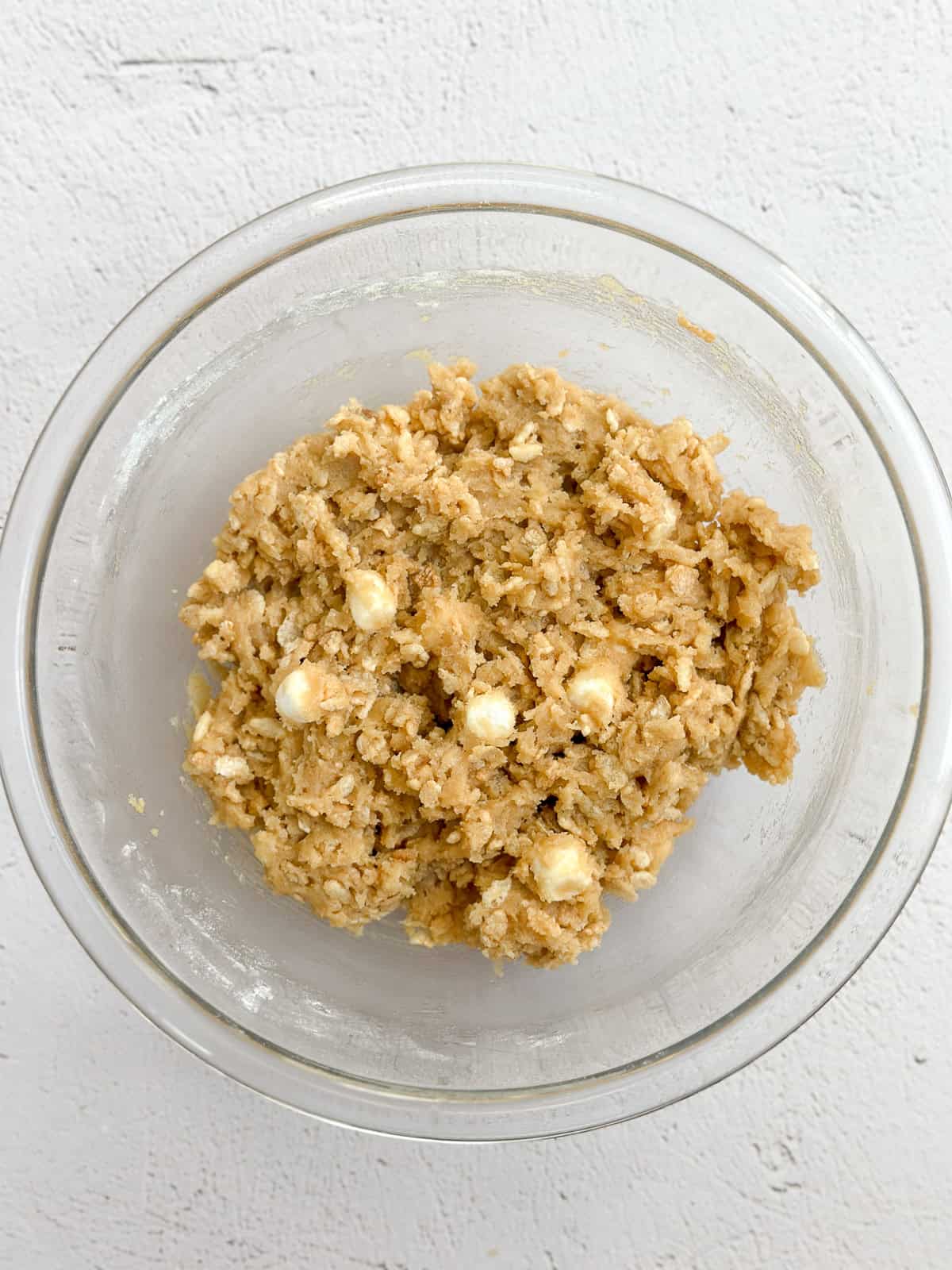 rice krispies and marshmallows added to the dough.