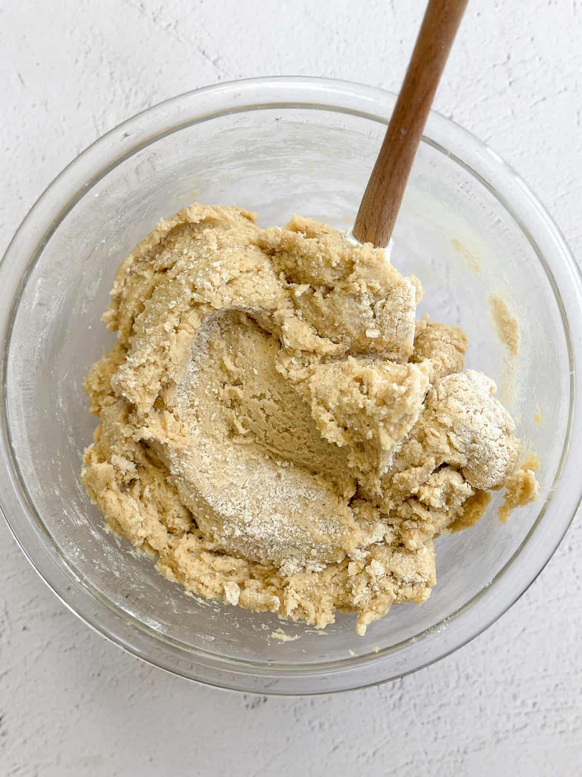 adding in the dry ingredients.