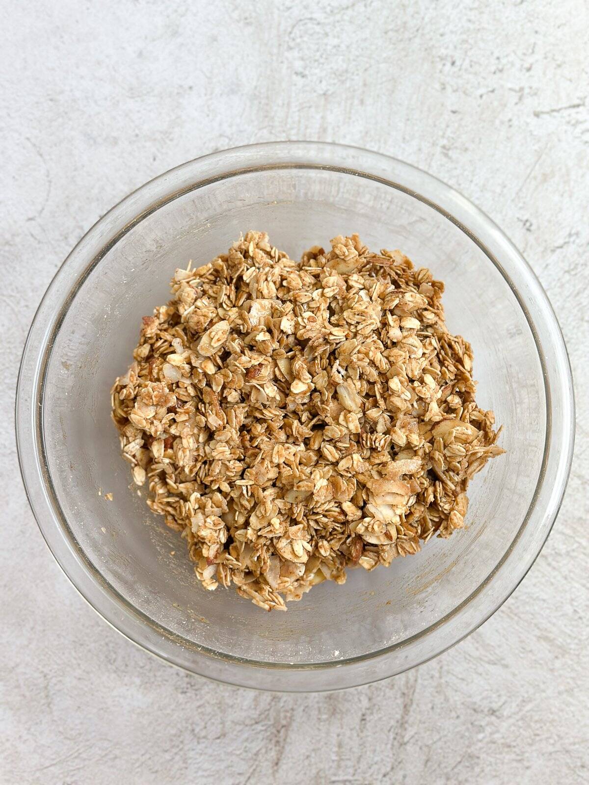 wet and dry mixed together in the bowl.