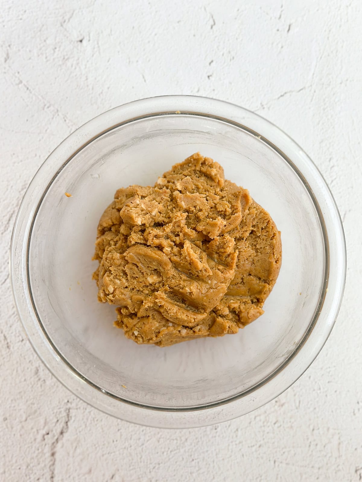 dry ingredients and toffee bits mixed in.