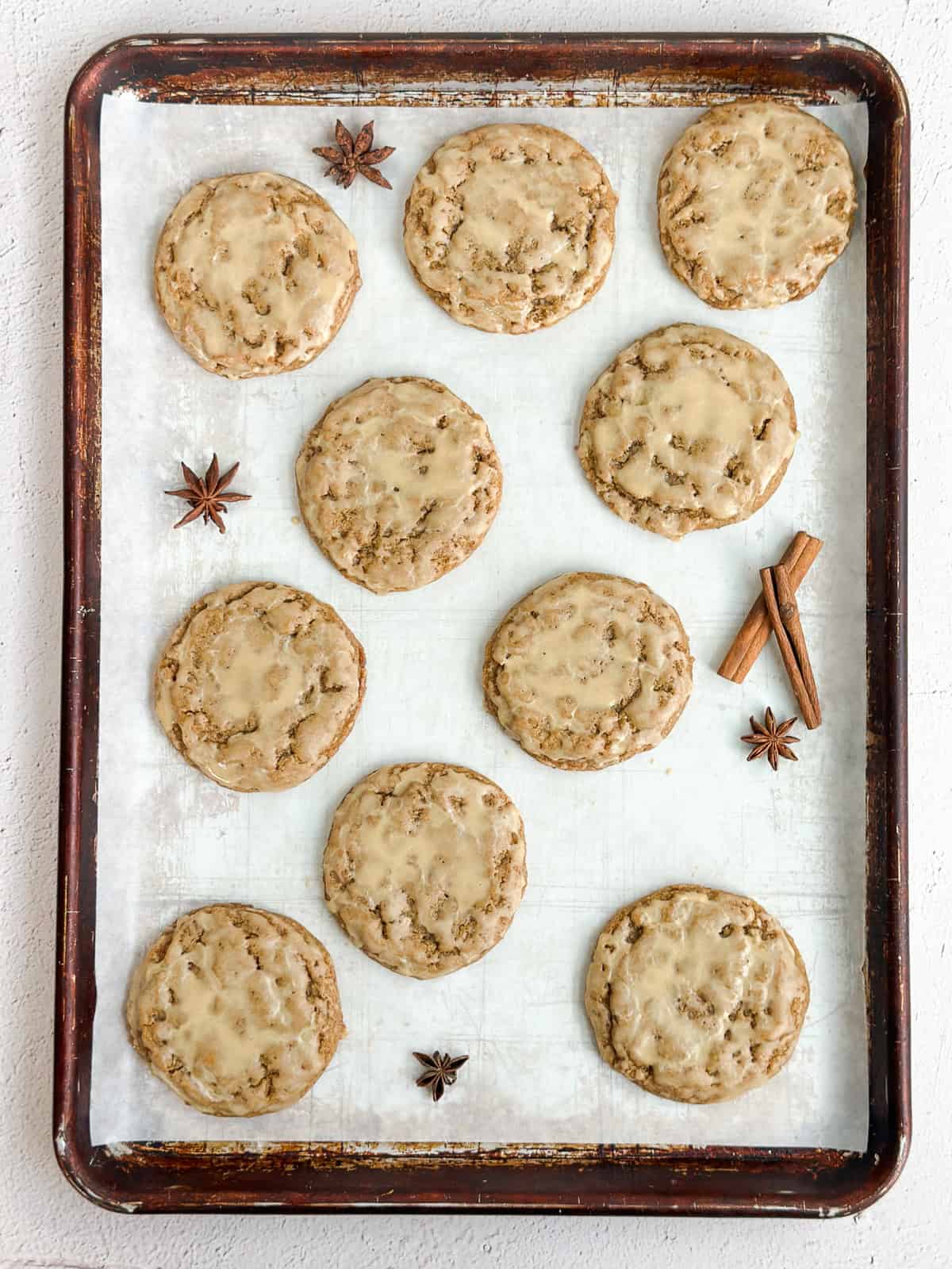 all of the cookies on the baking sheet after glazing.