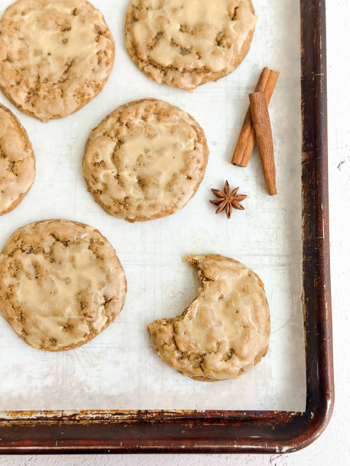 a bite missing from one of the pumpkin spice latte cookies.