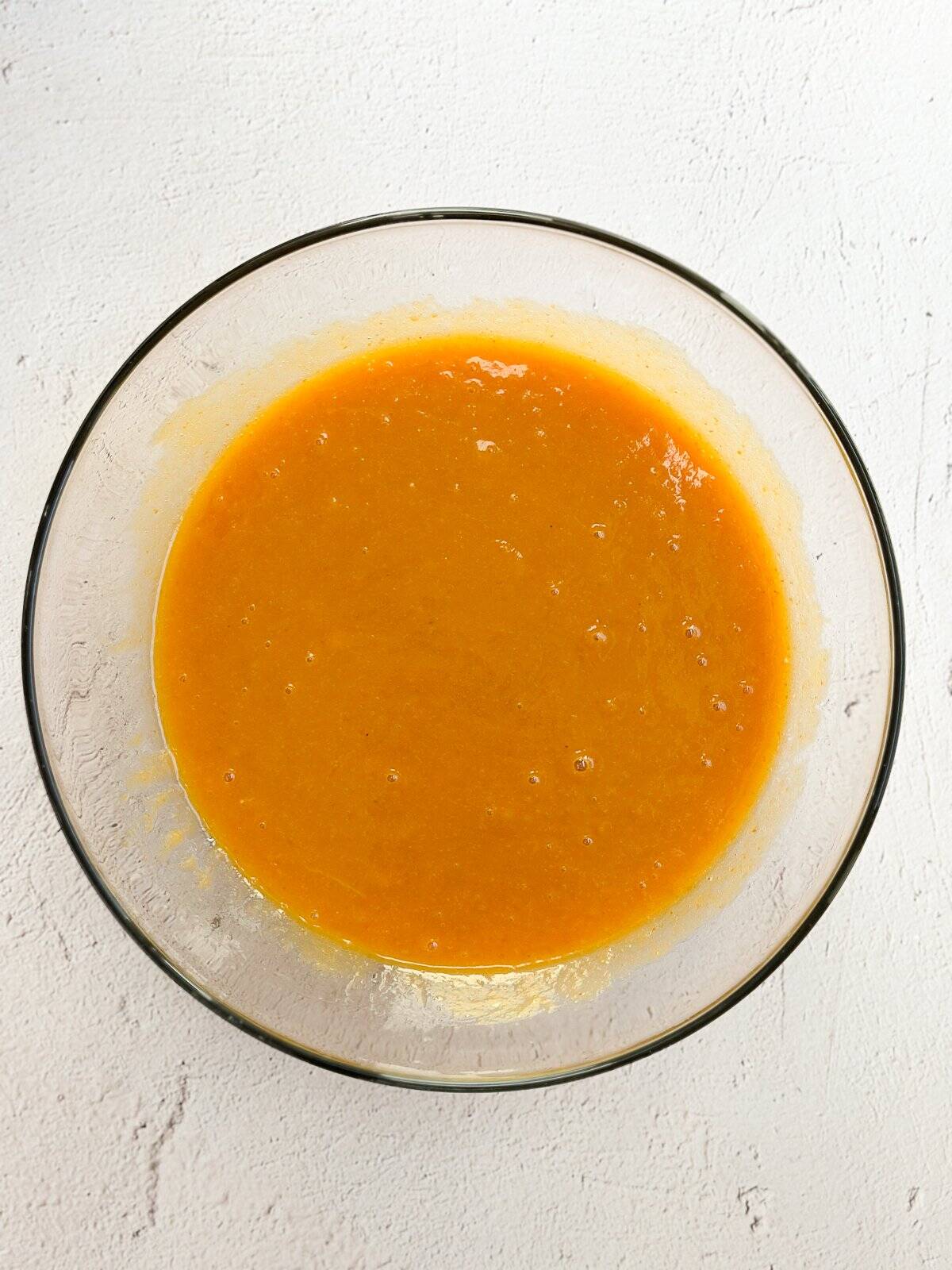 wet ingredients mixed together.