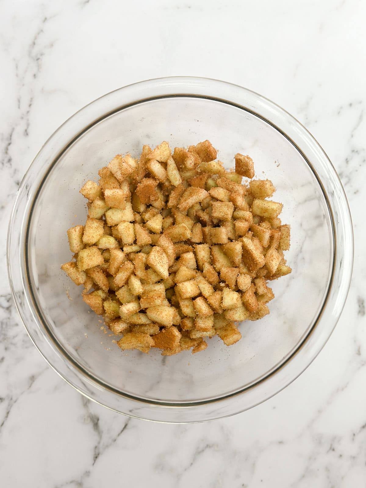 apples diced in a bowl.