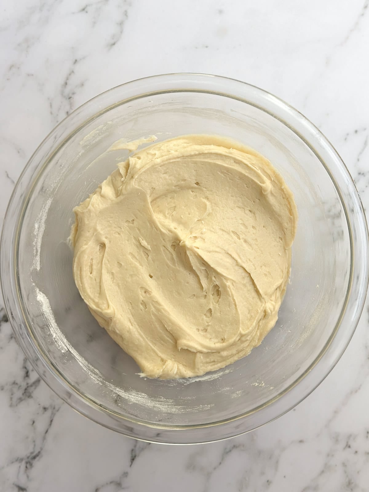 the bread batter all mixed together.