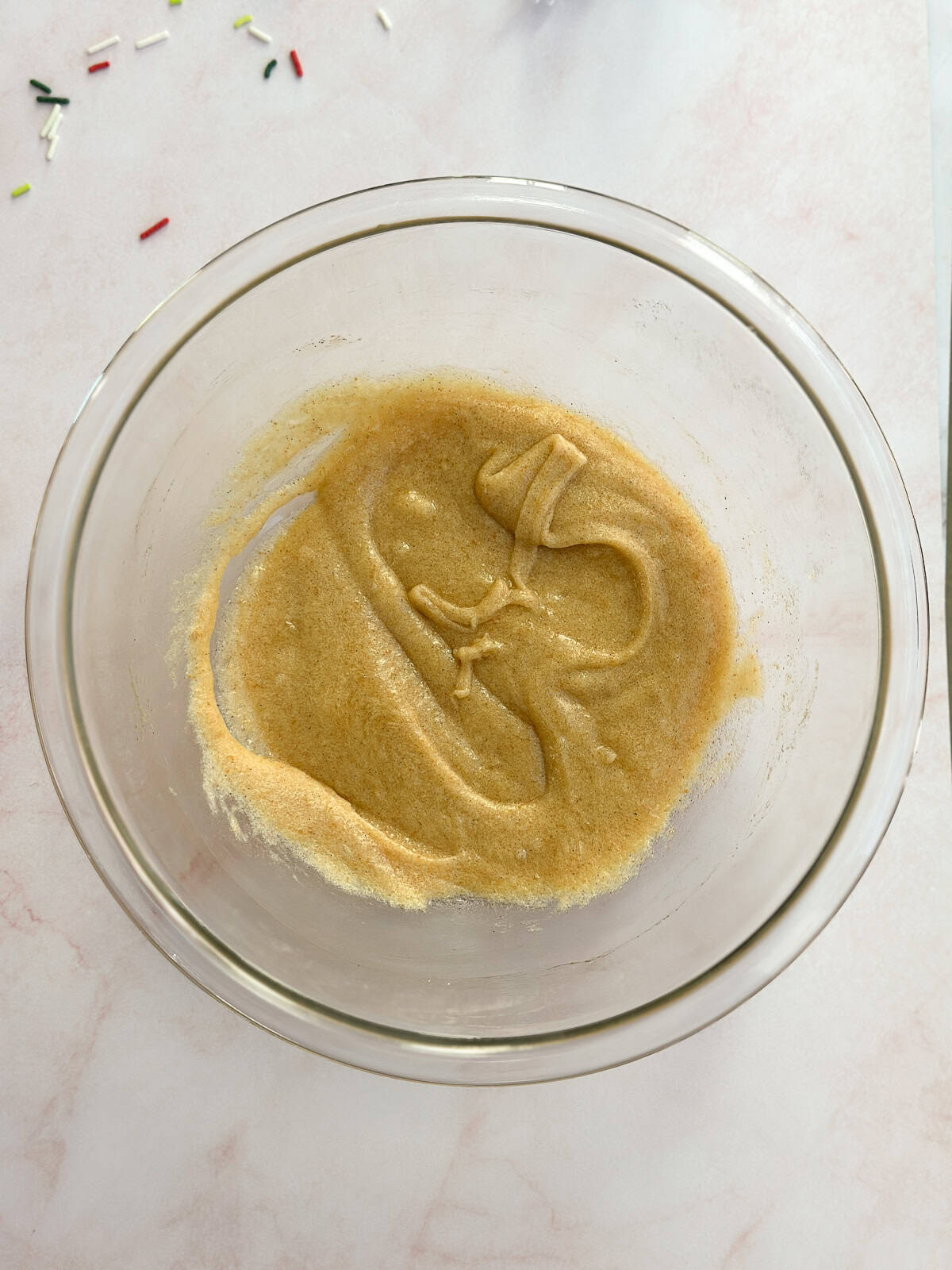 wet ingredients mixed together.