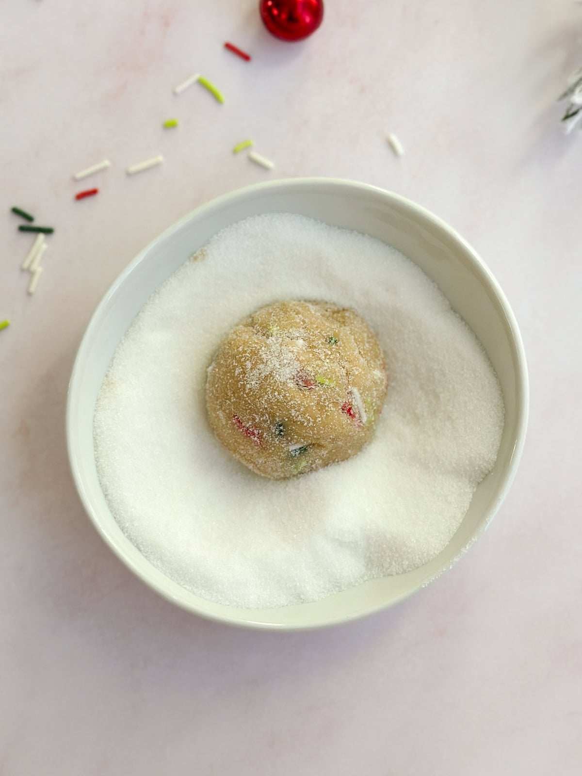 cookie dough in sugar.