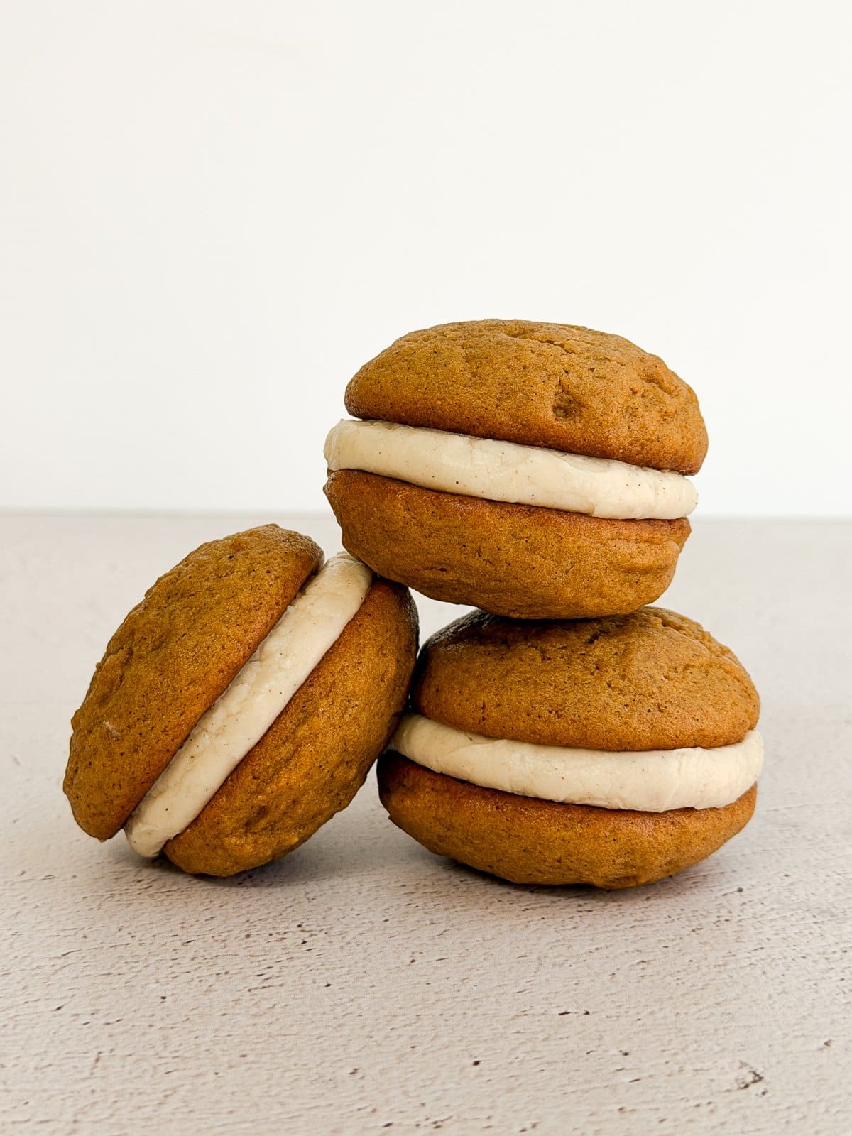 a close up side view of the whoopie pies so you can see the layers.