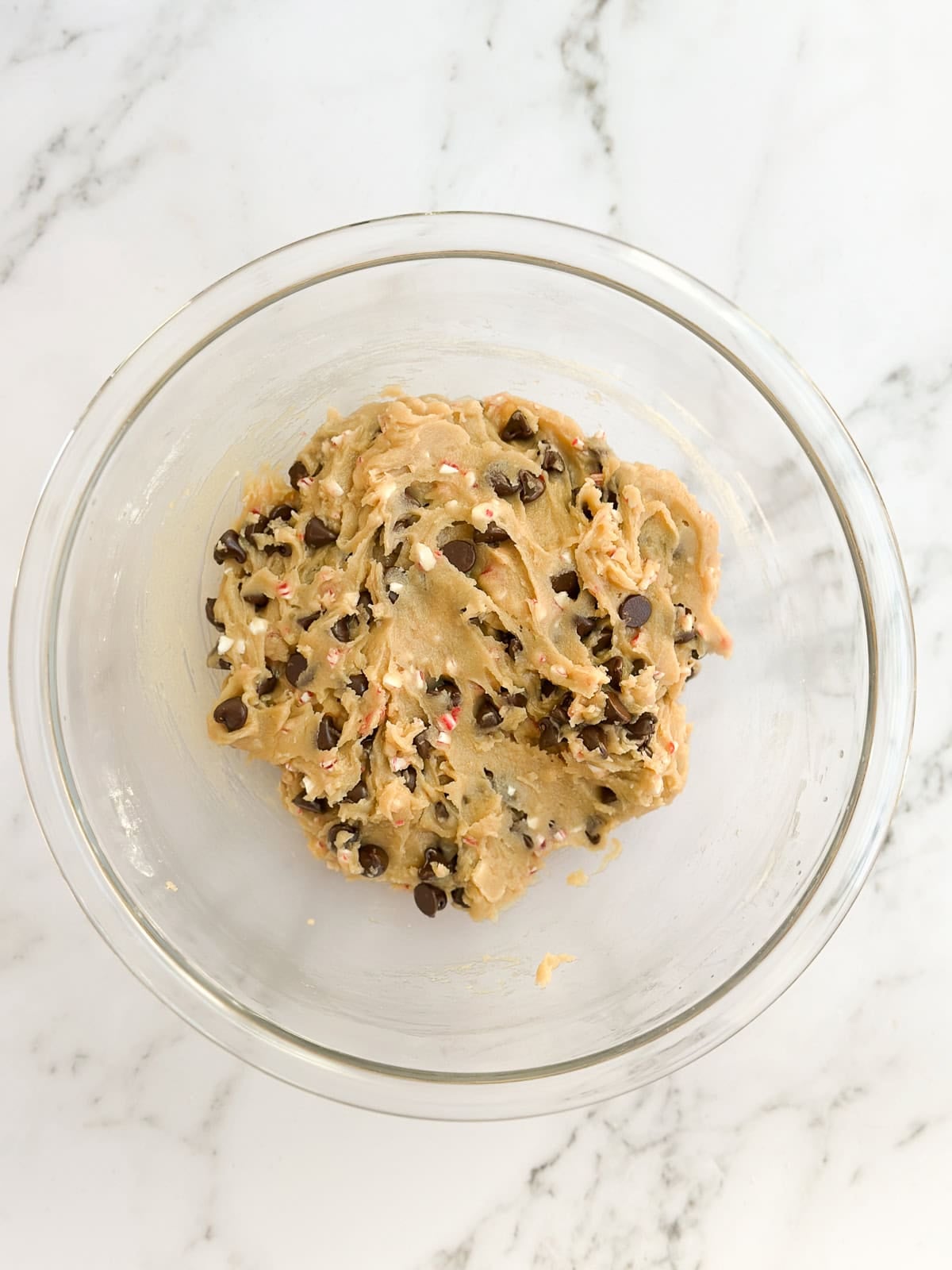 chocolate and peppermint added to the dough