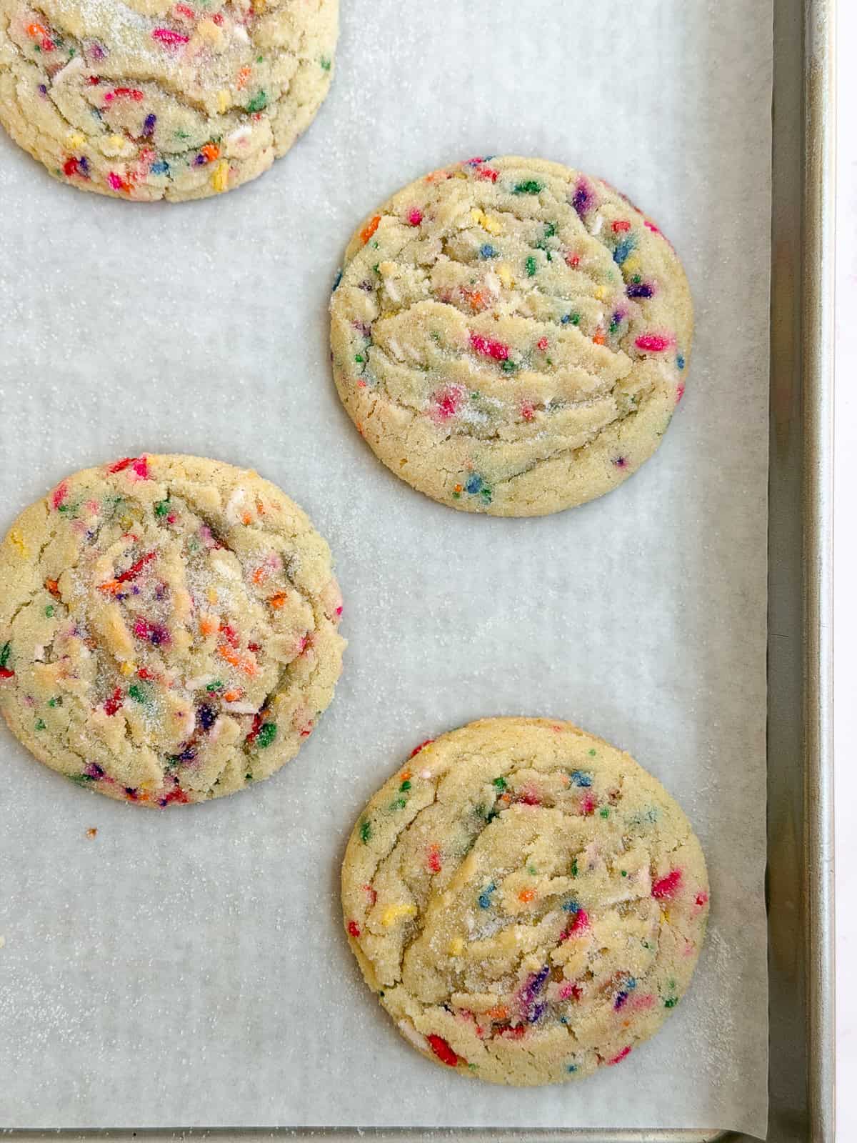 sprinkle sugar cookies right after baking.