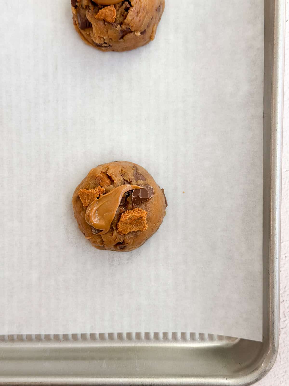 cookie dough ball before baking.