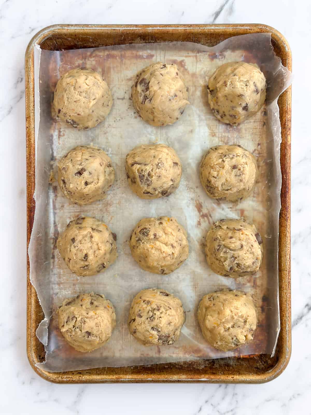 cookie dough all together on a cookie sheet.