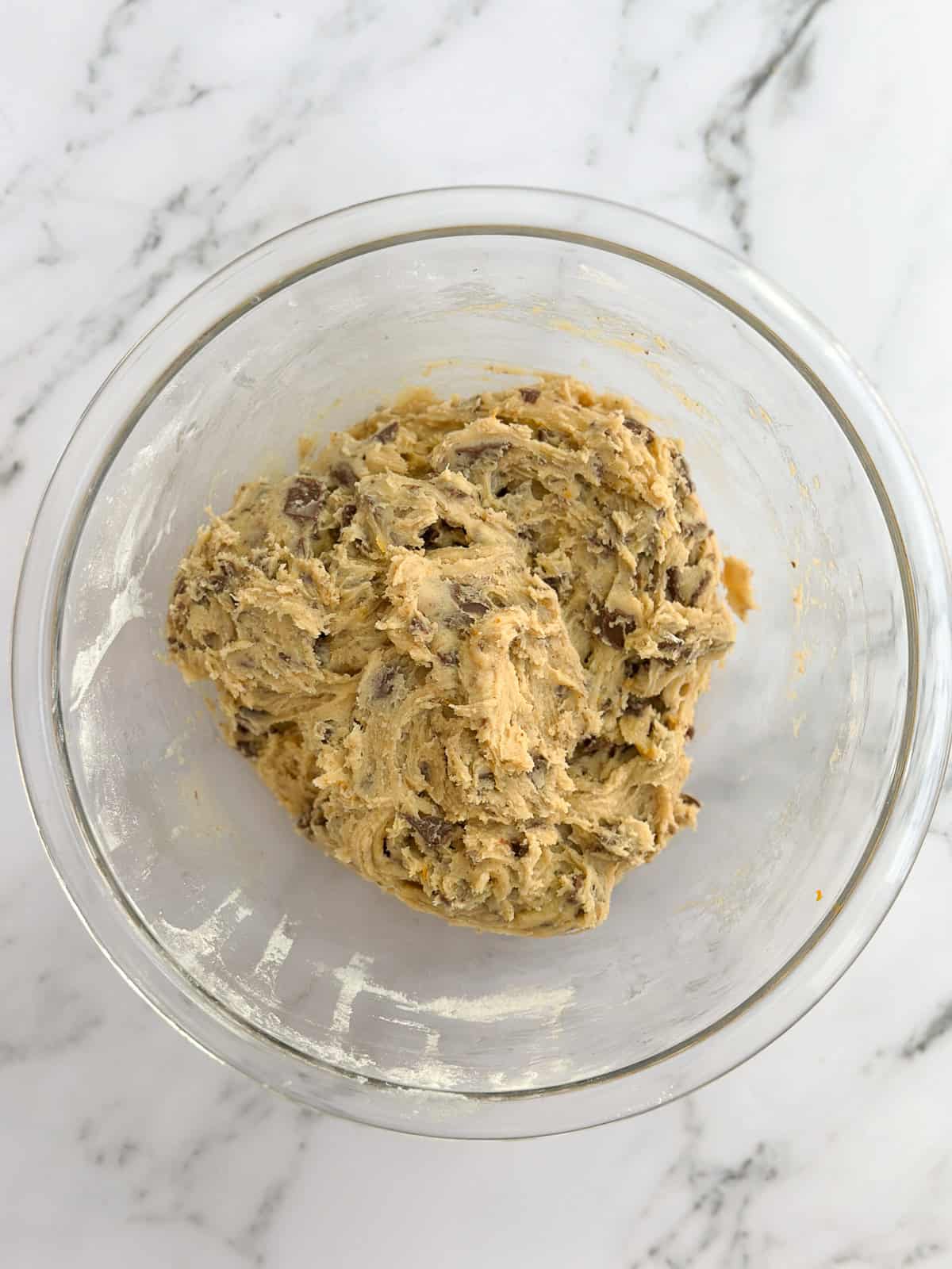 chocolate chunks added to the dough.