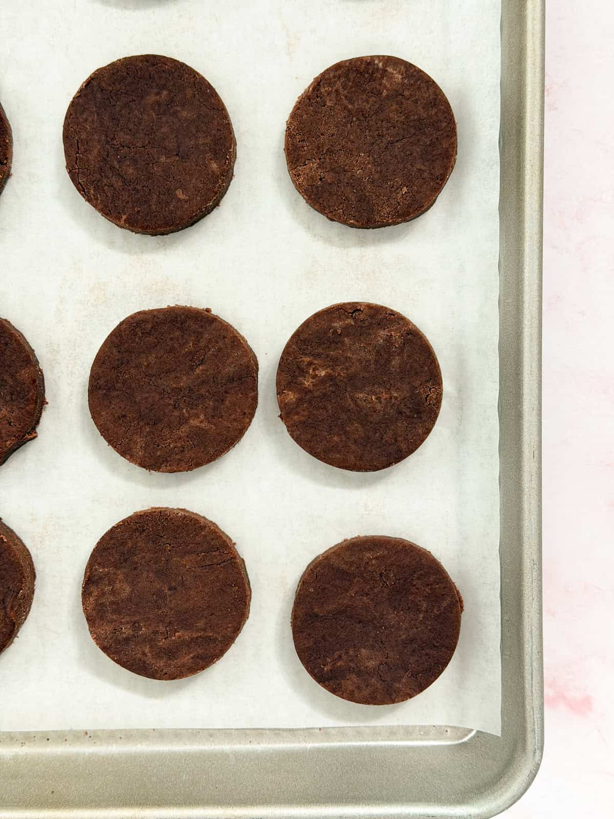 cookie dough shaped and going into the fridge to chill.