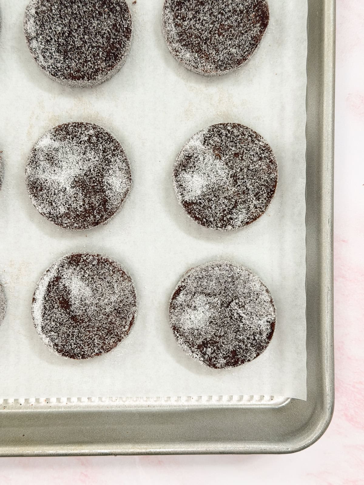cookies rolled in sugar before baking.