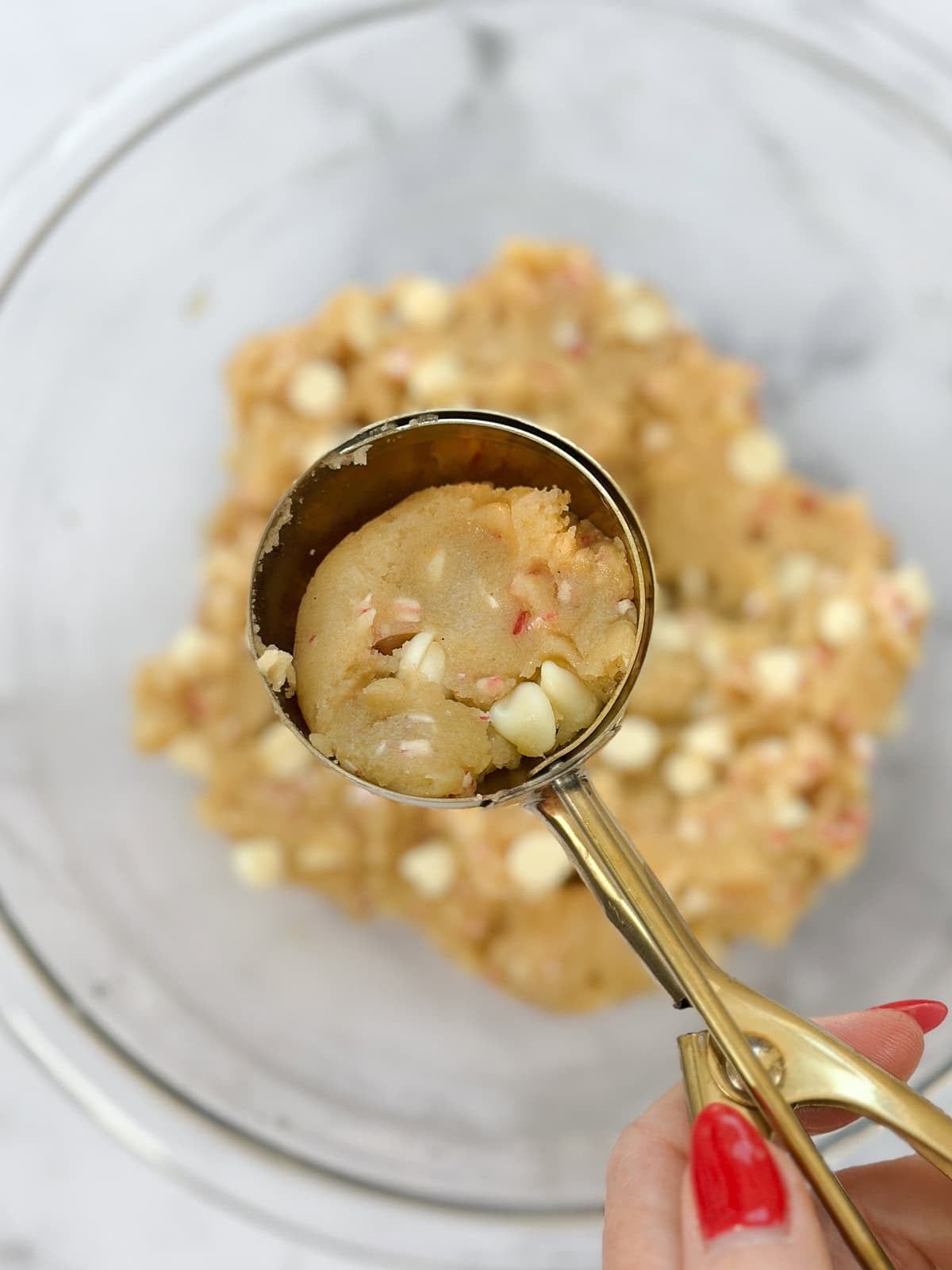 peppermint cookie dough in the scoop.