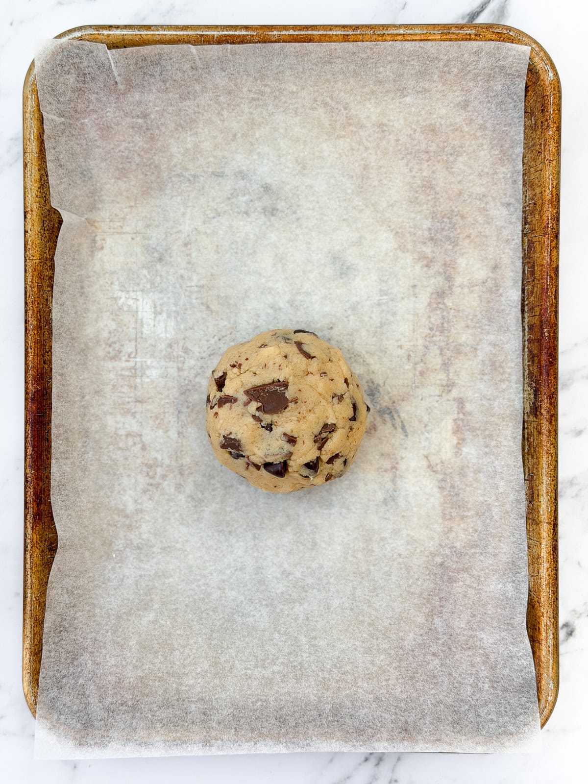 cookie dough ball before baking.