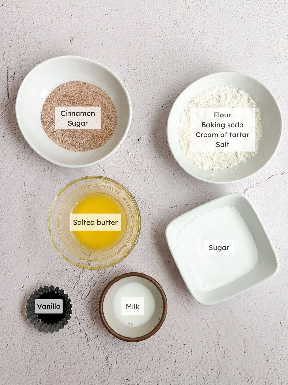 All of the ingredients needed to make my single serve snickerdoodle.