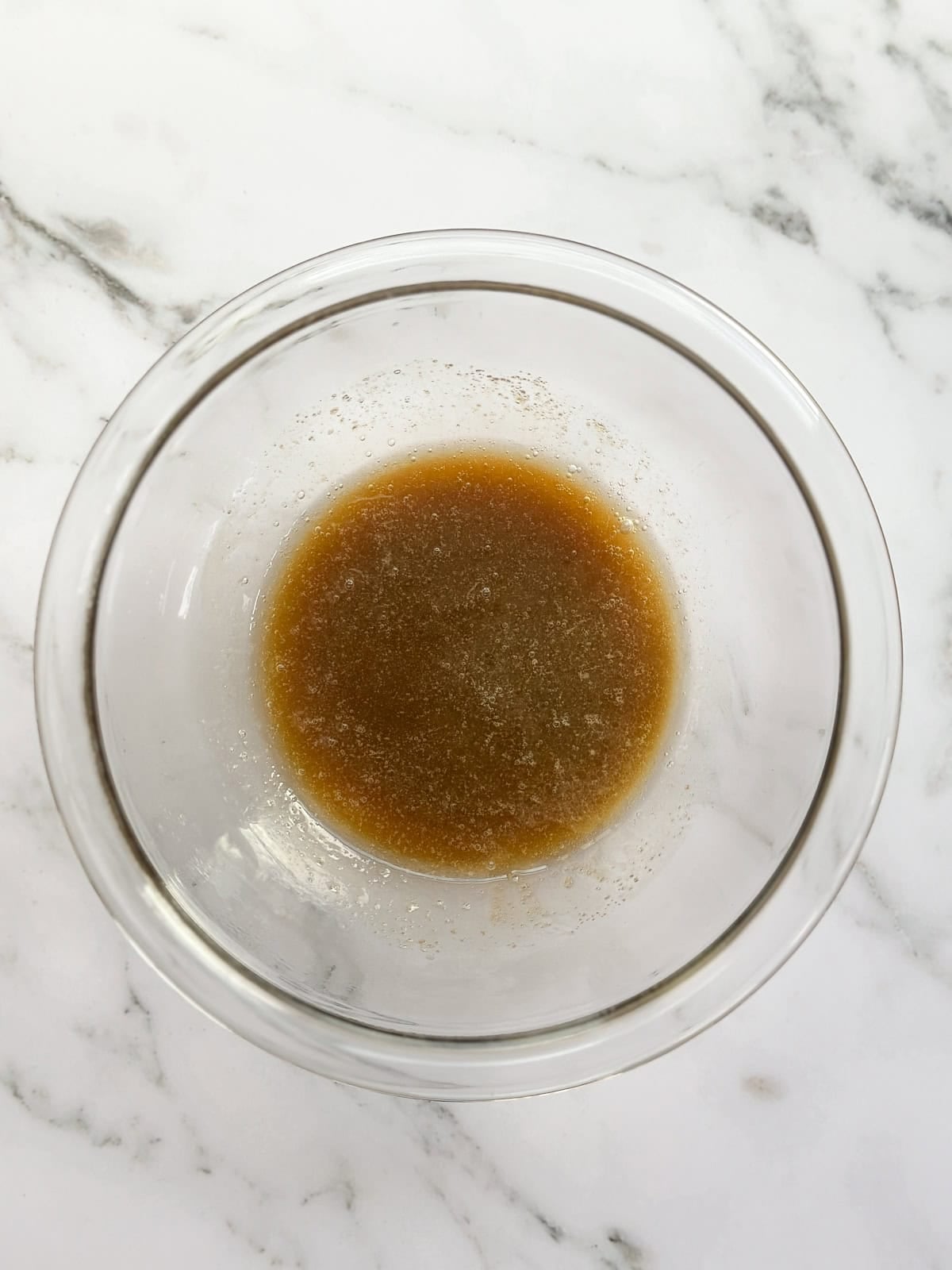 wet ingredients mixed together.