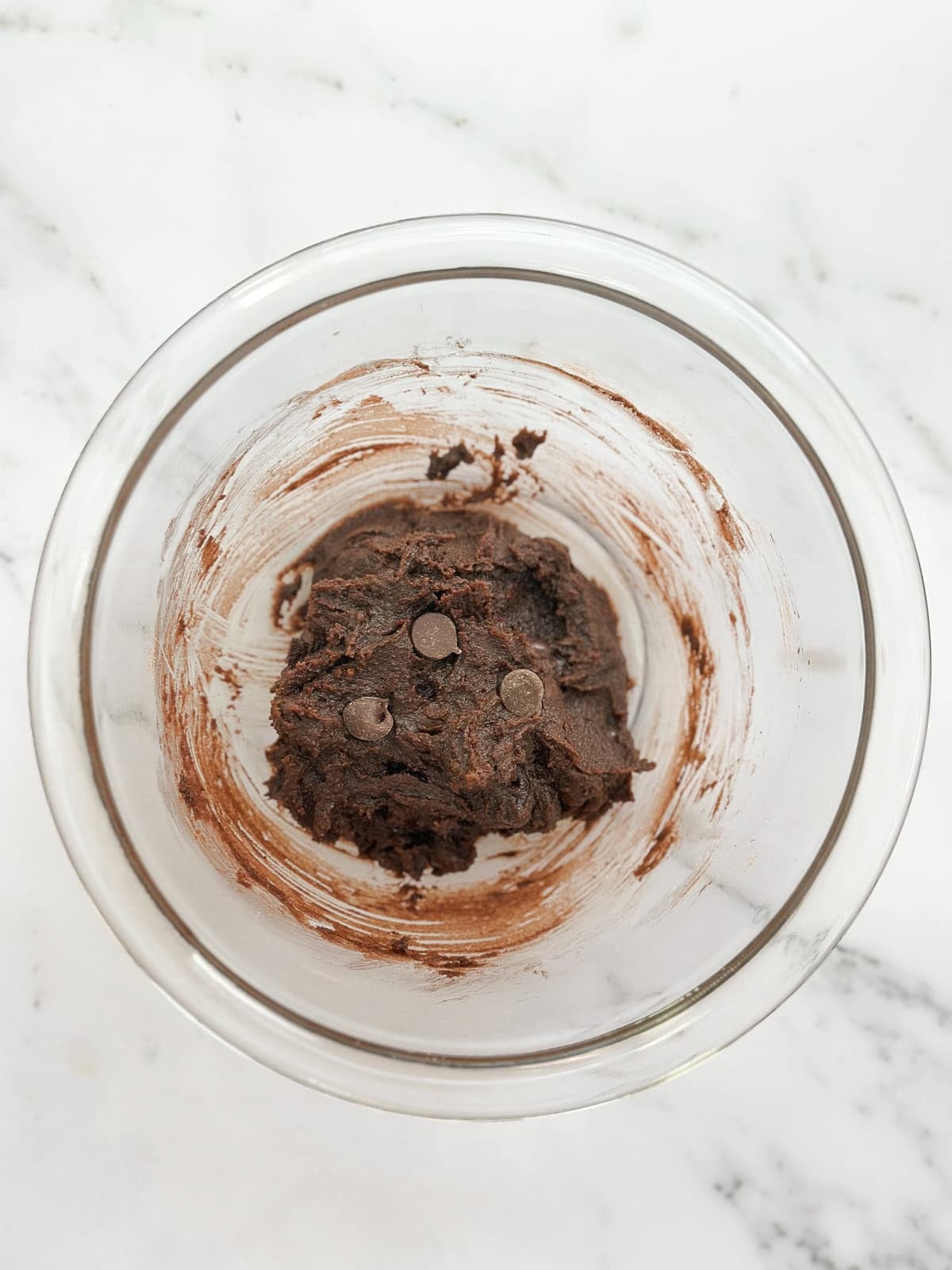 dry ingredients and chocolate chips added.