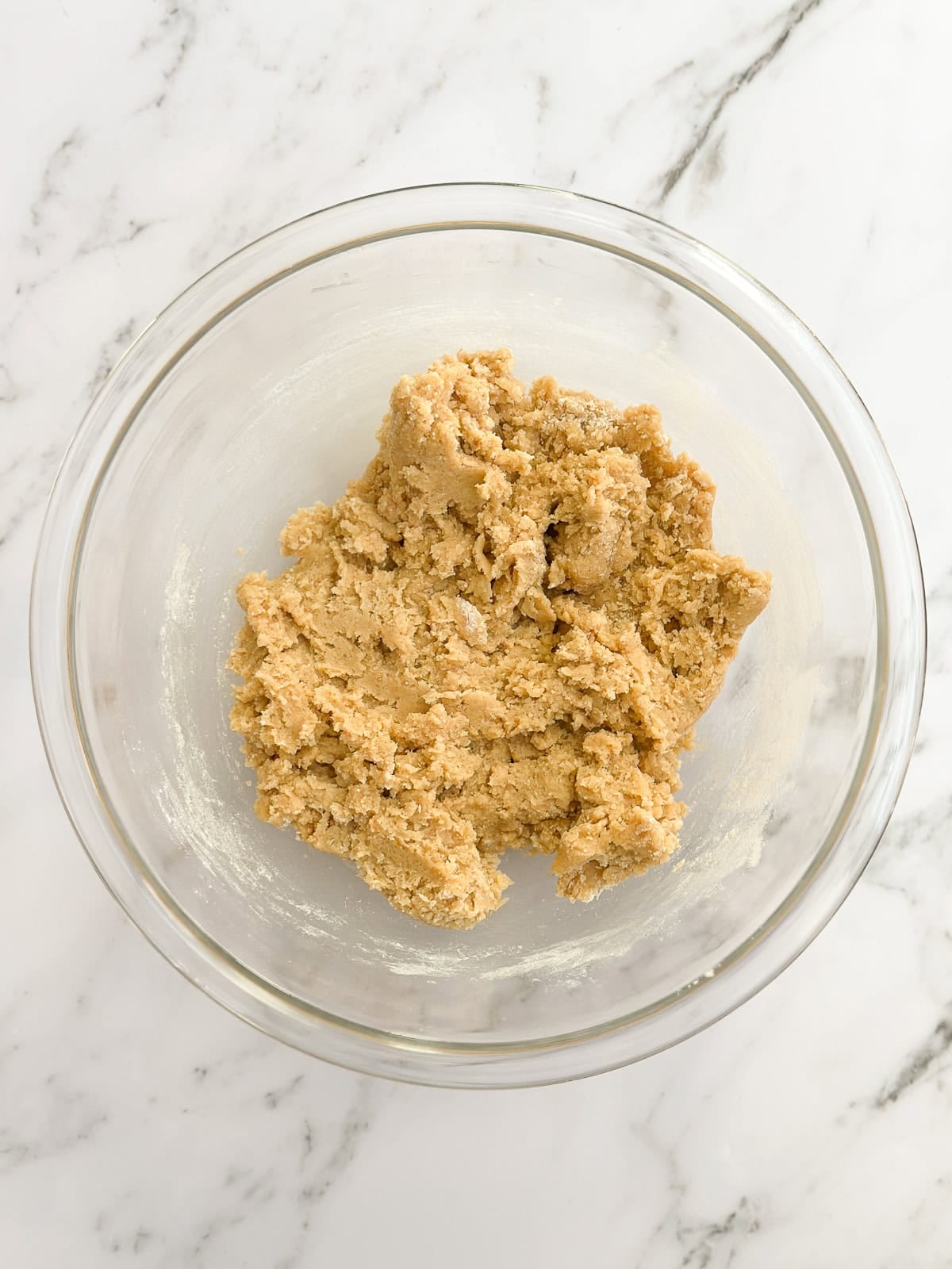 the dry ingredients added to the wet.