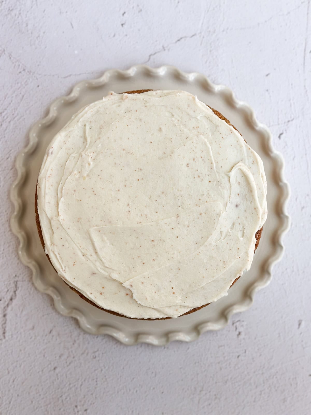 cake layer topped with frosting.