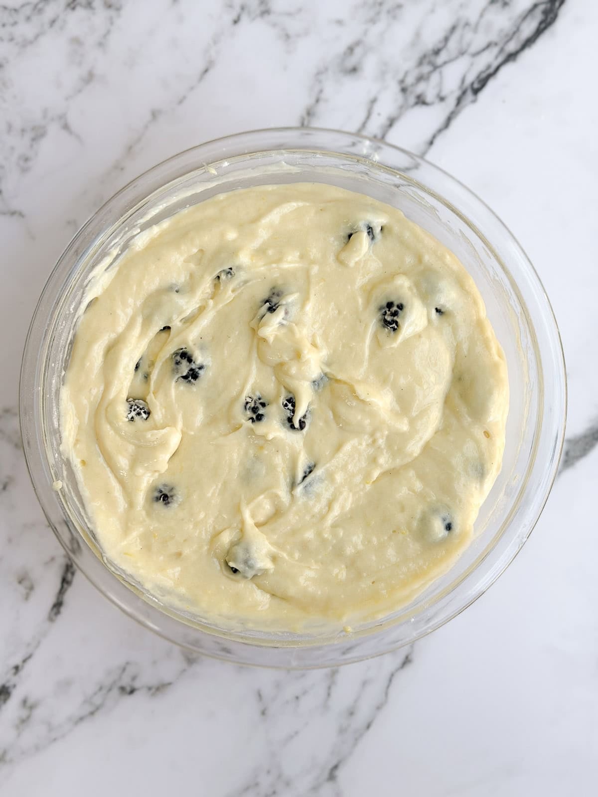 blackberries added to the cake batter.