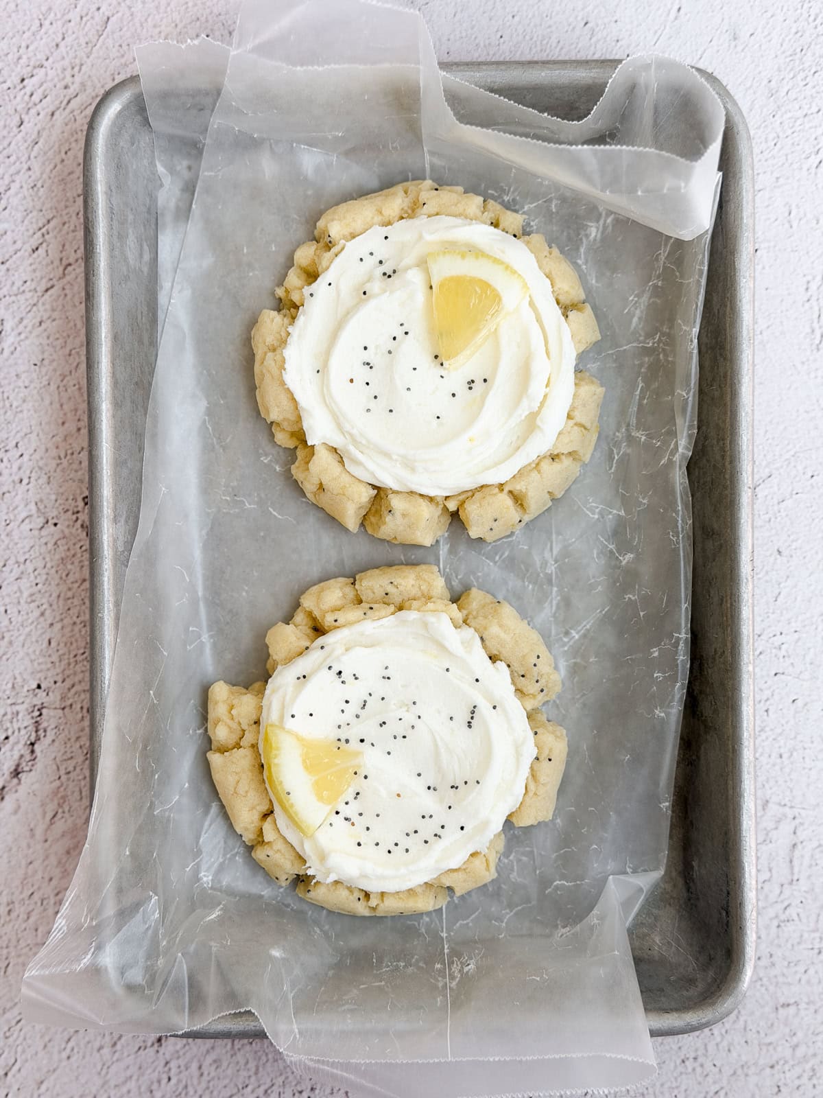 a closeup of 2 cookies.