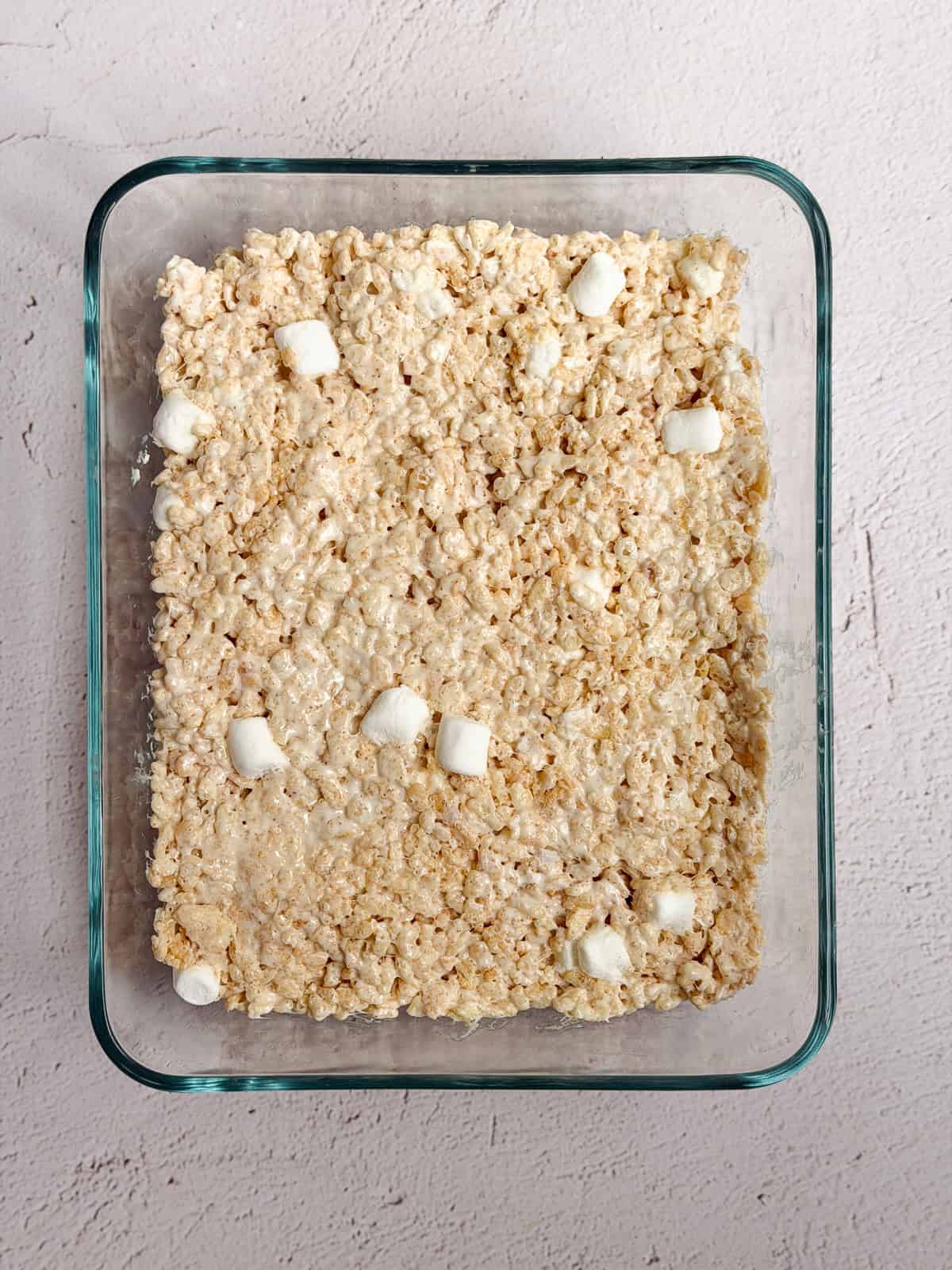 brown butter rice kripsie treats after finishing in the pan.
