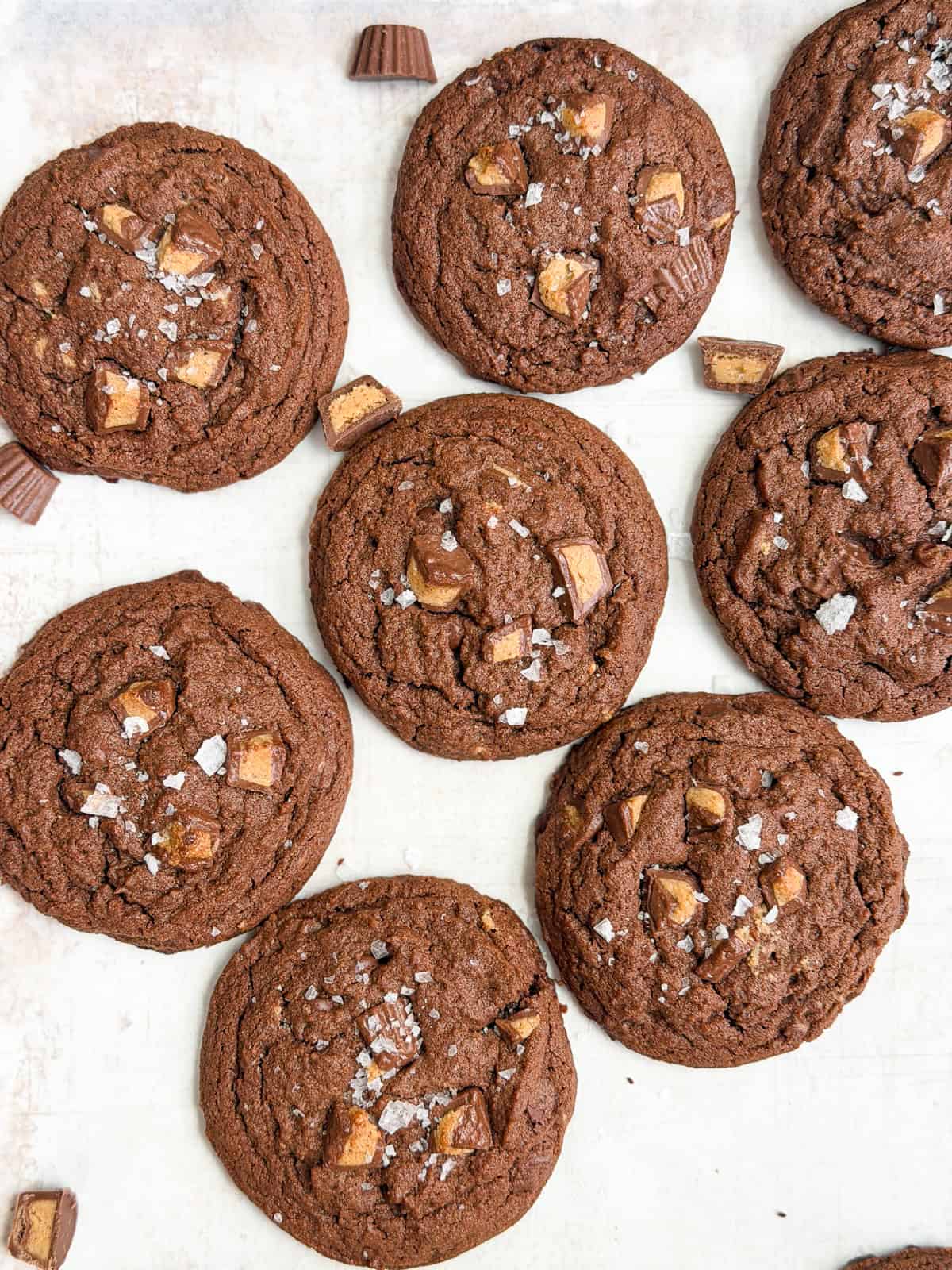 a few chocolate peanut butter cup cookies together.
