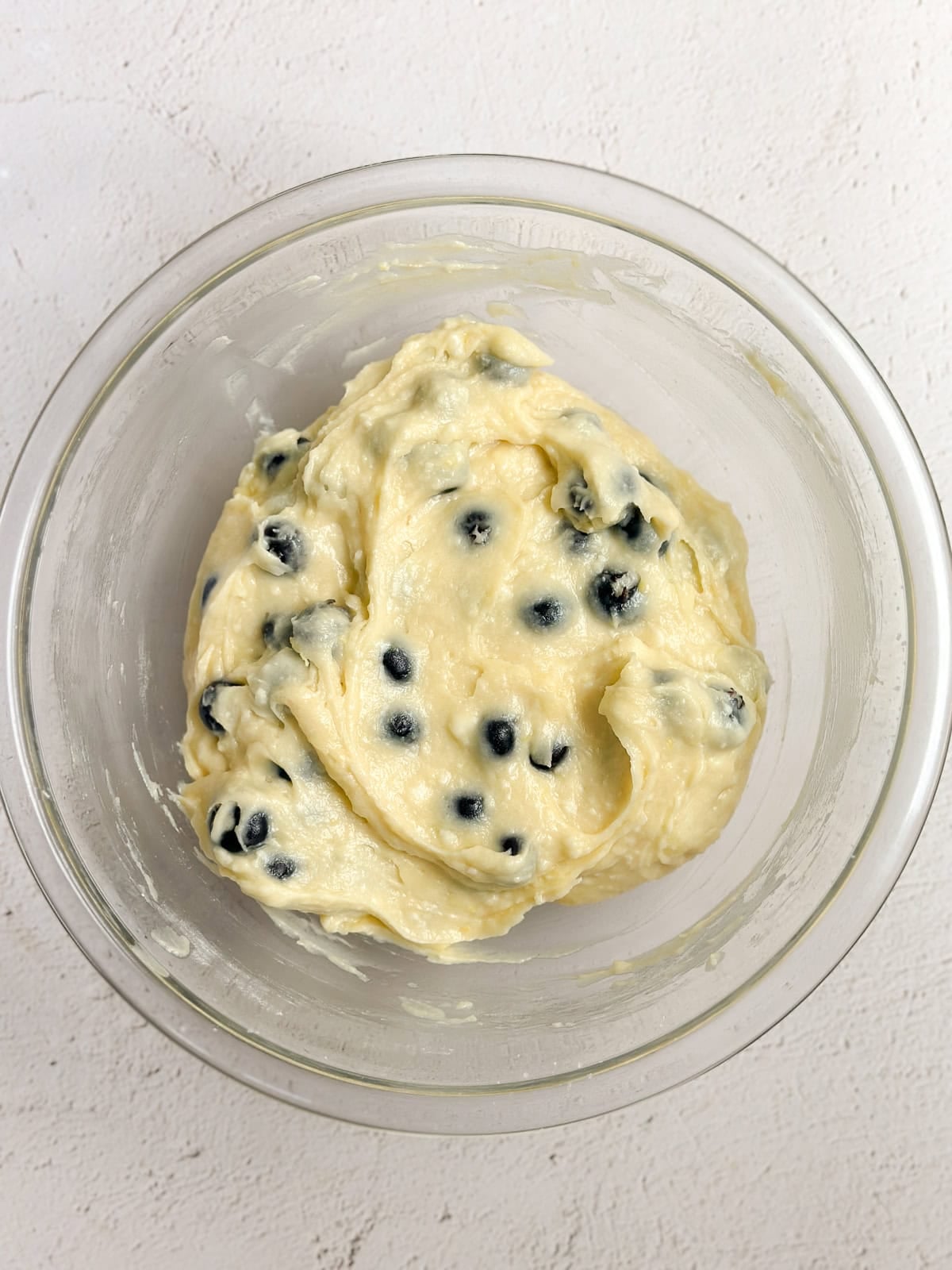 blueberries added to the cake batter.