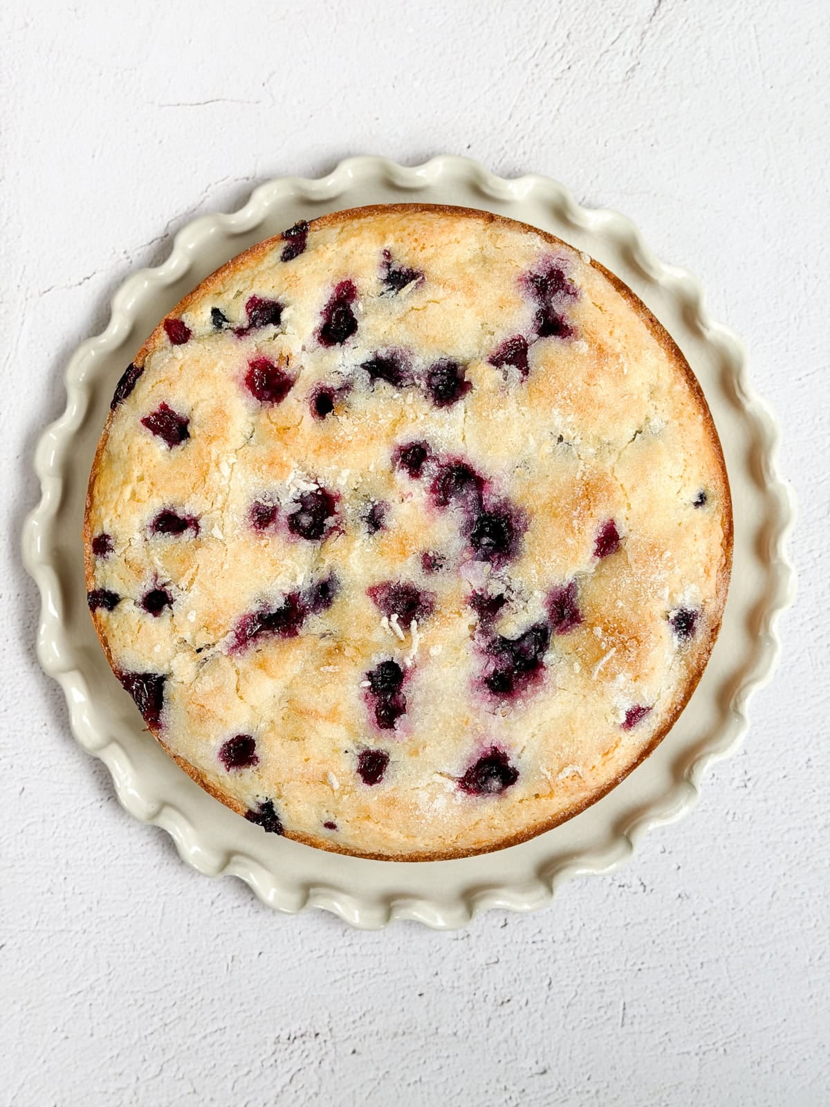 the lemon blueberry sour cream cake after baking.