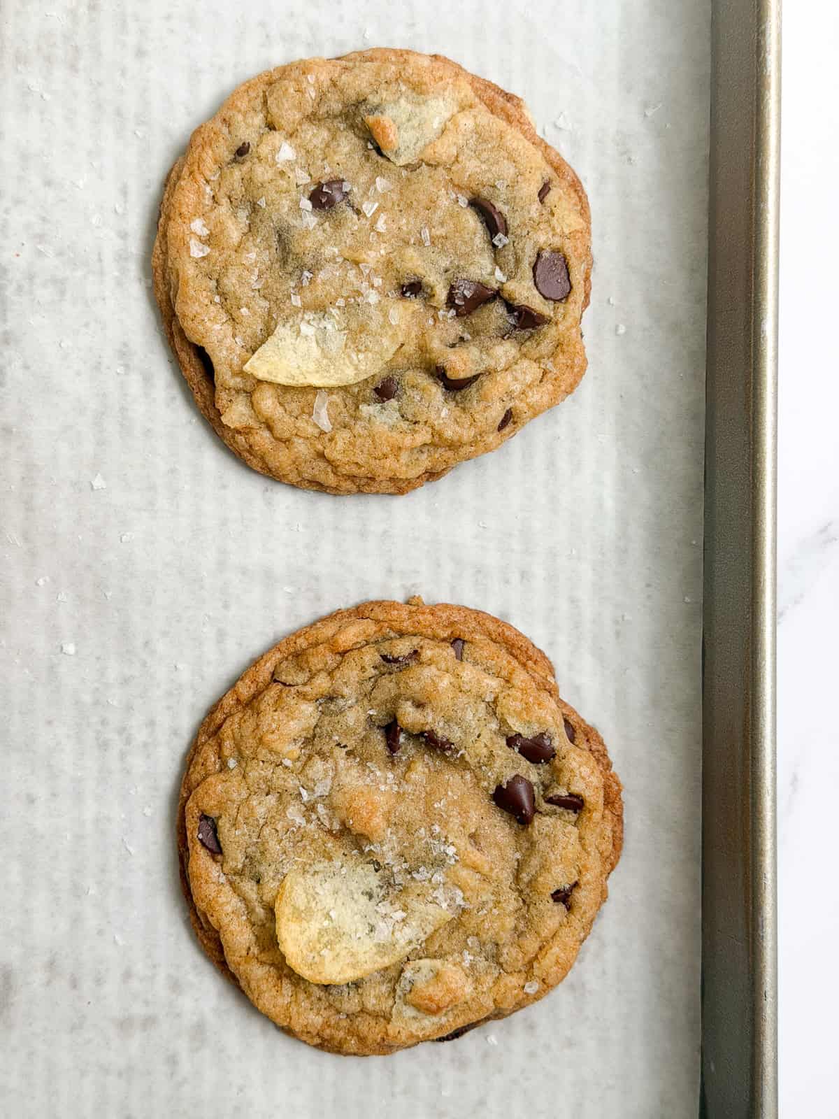 fresh cookies right after baking and topping with salt.