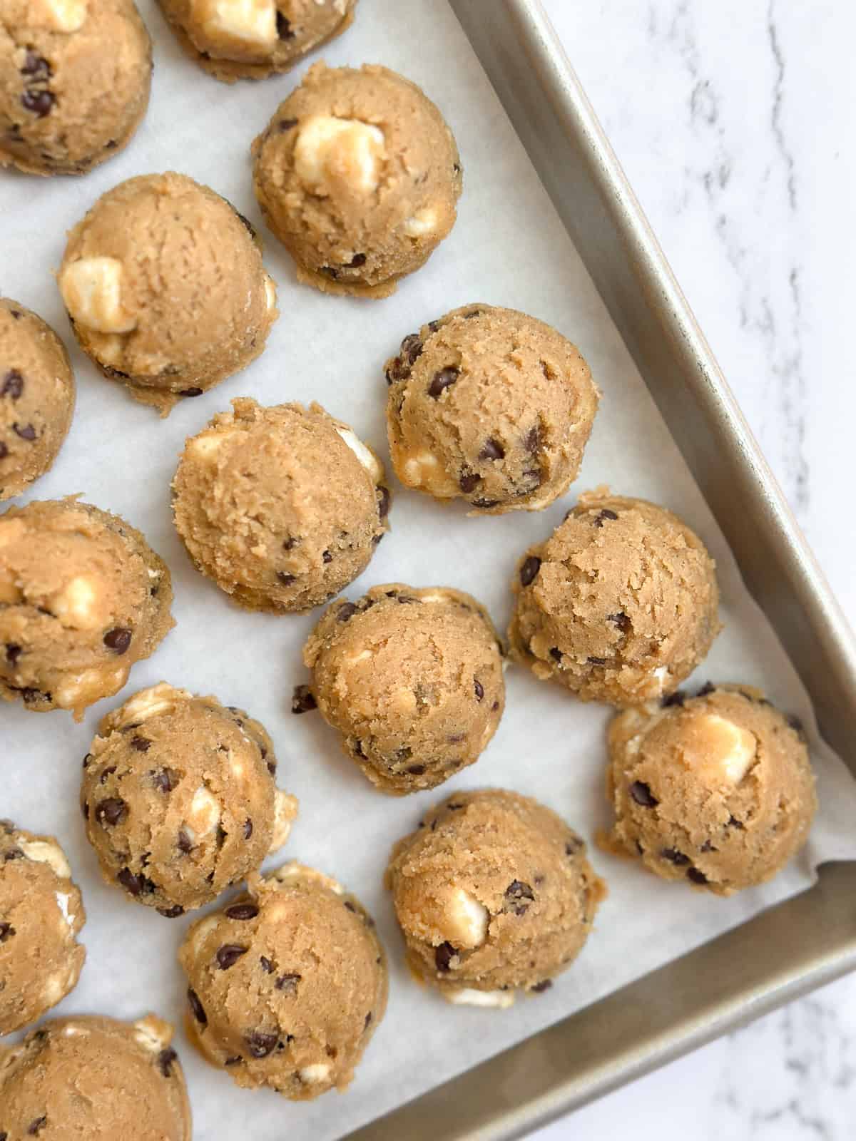 cookie dough balls scooped.