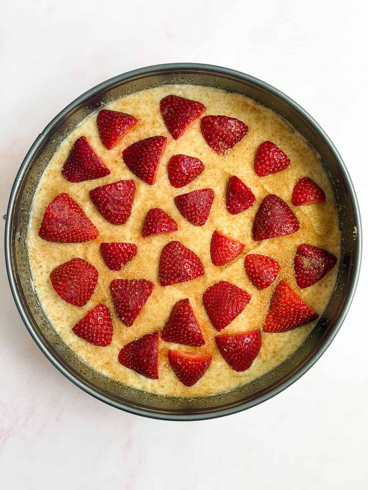 the whole cake before baking.