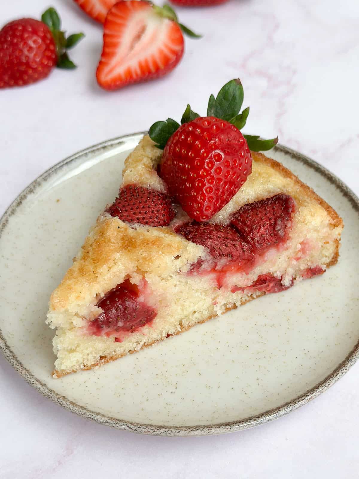 a slice of the cake on a plate.