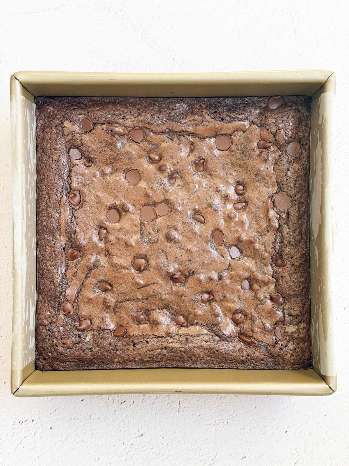 double chocolate fudge brownies after baking.