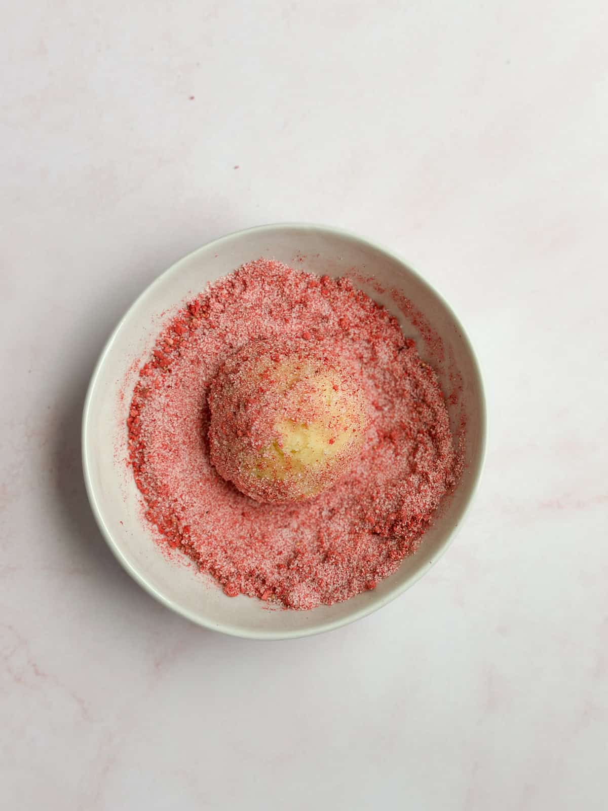 cookie dough rolled in the strawberry sugar.