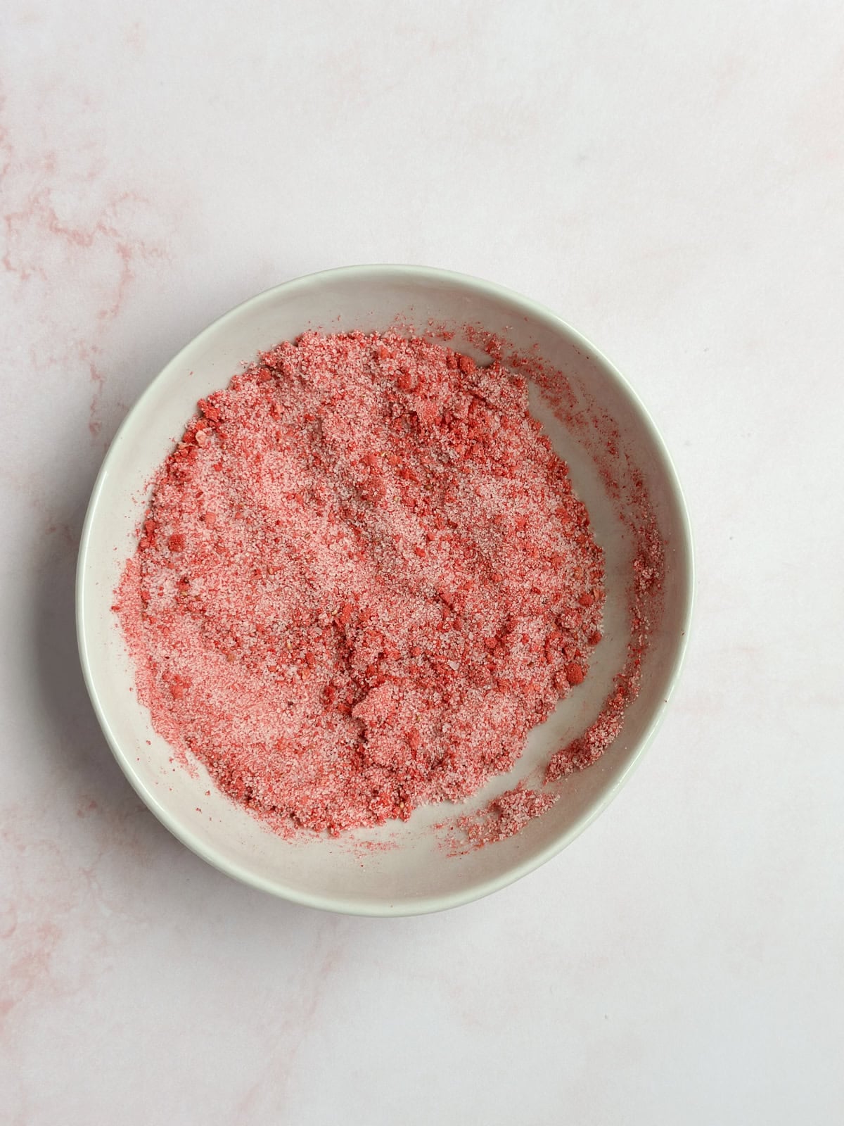 strawberry sugar in a bowl.