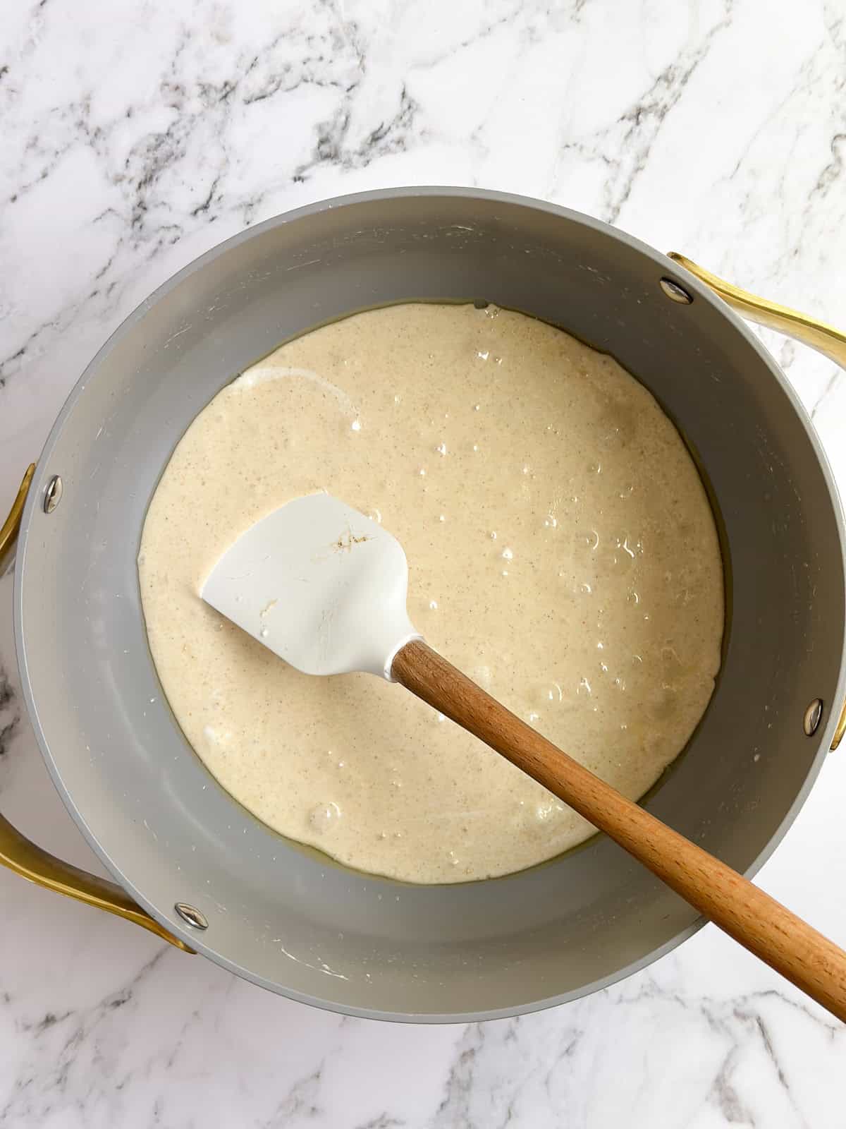 marshmallows melted in the pot.
