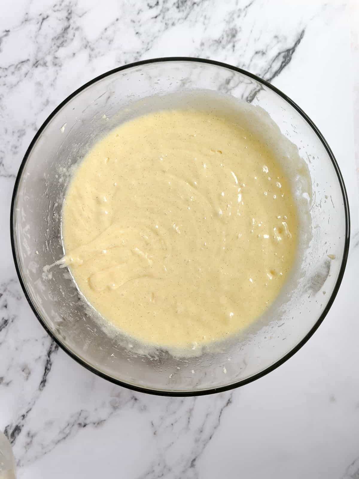 wet ingredients mixed together.