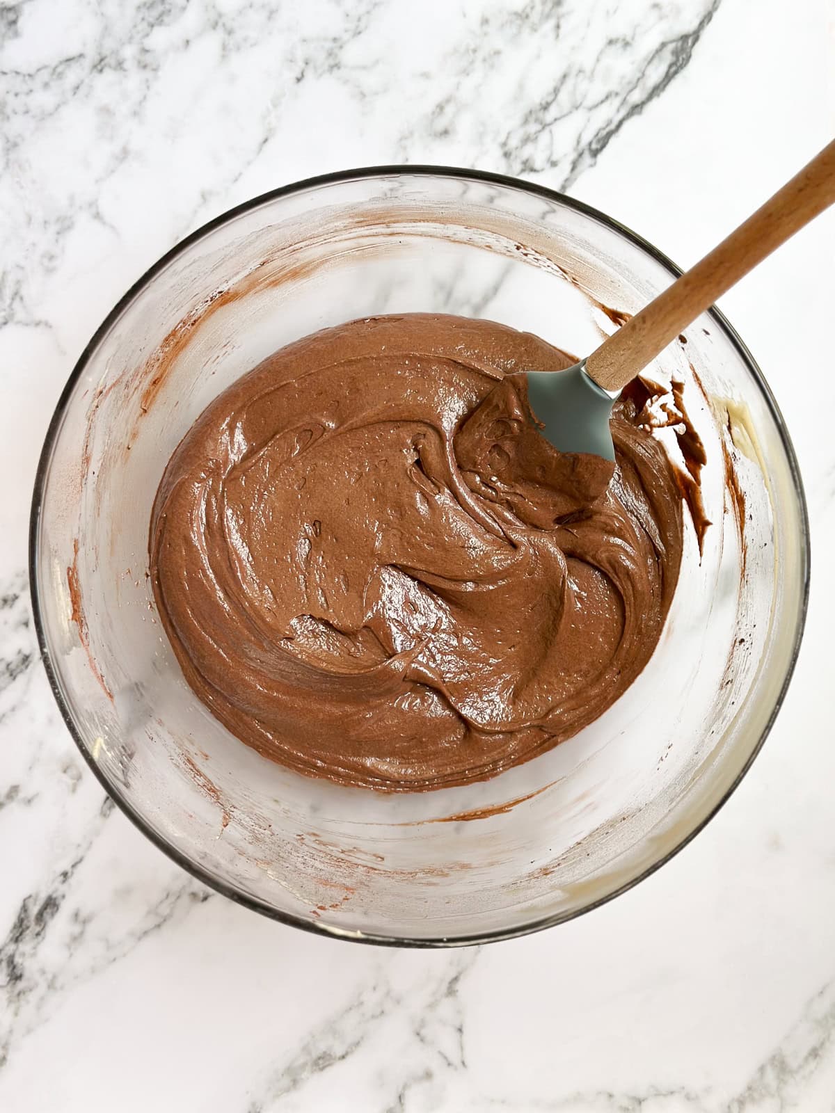 chocolate added to a portion of the cake batter.