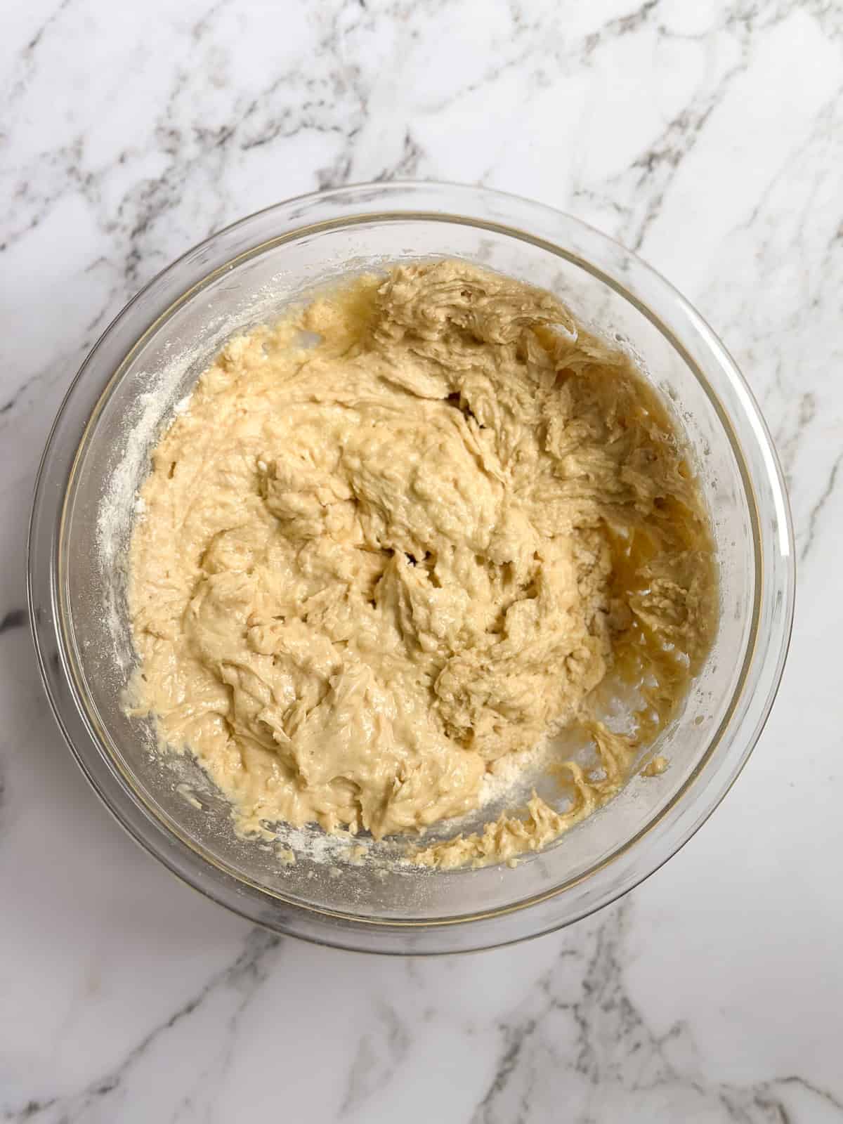 dry ingredients being added in