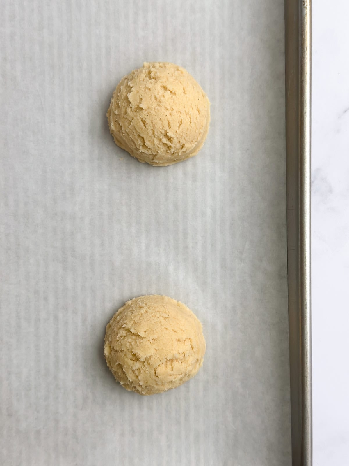 cookie dough balls before baking.