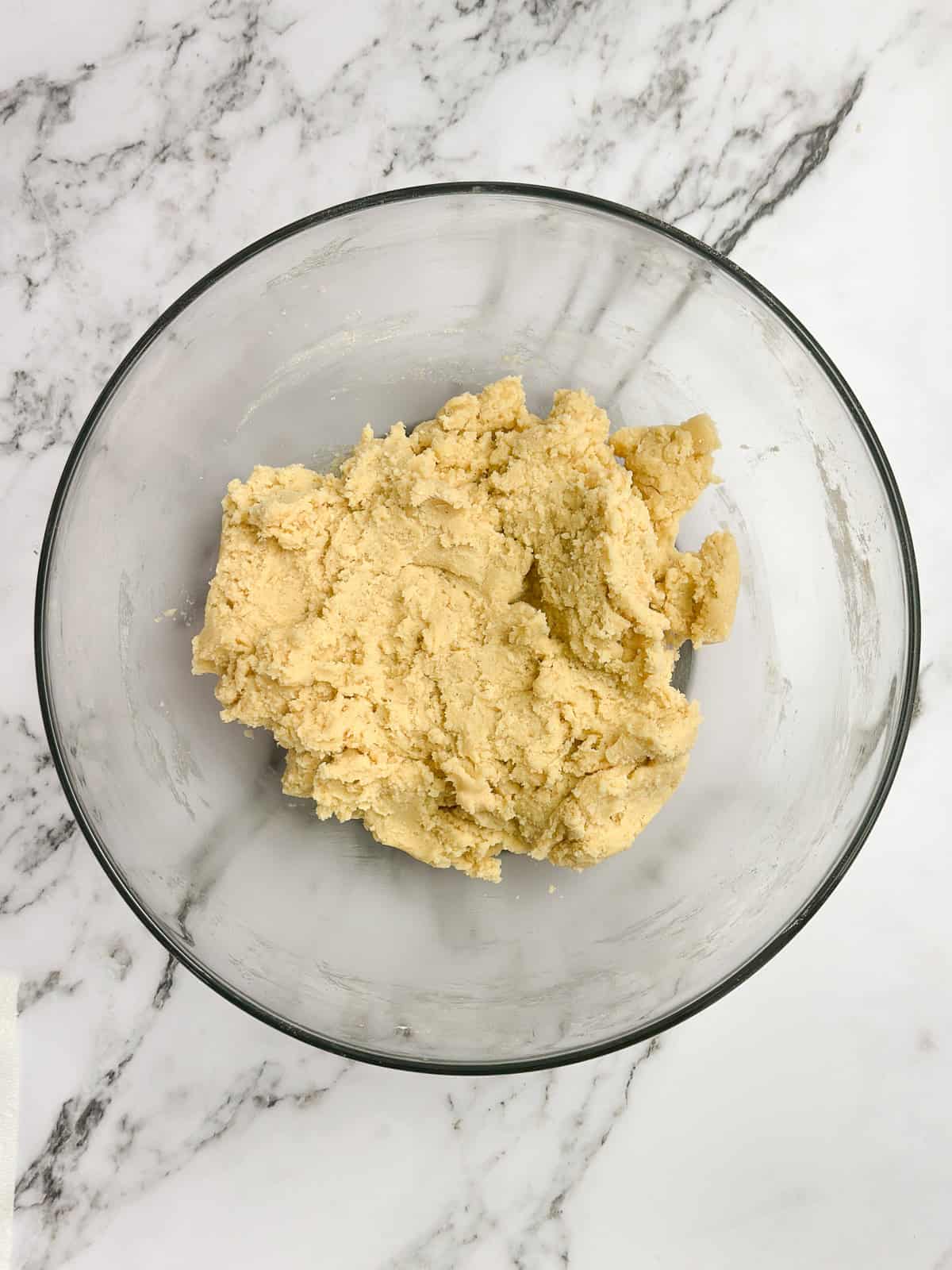 dry ingredients added to the cookie dough.