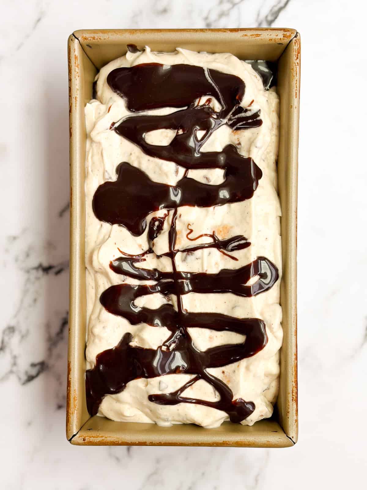 some ice cream and some hot fudge.