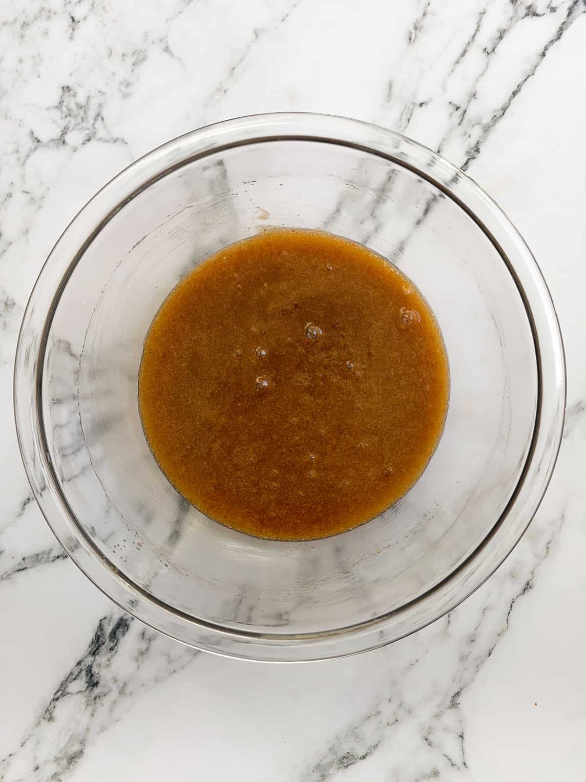 wet ingredients mixed together.